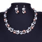 2 Imitation Pearl Necklace Earrings Set Lady Temperament Versatile Jewelry Set