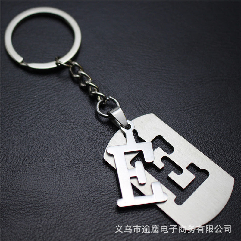 Stall 26 letters stainless steel tag car key chain key ring couple small gift pendant