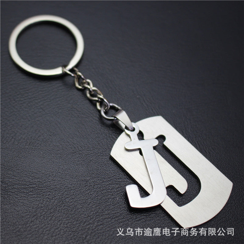 Stall 26 letters stainless steel tag car key chain key ring couple small gift pendant