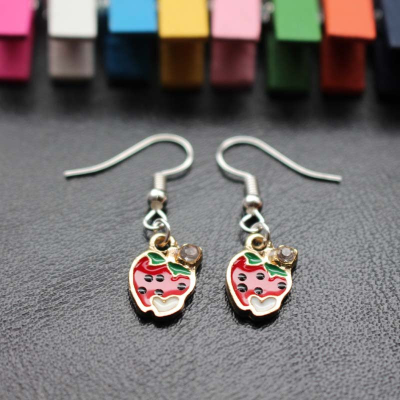 Summary of fruit series earrings drop oil drop diamond strawberry watermelon pineapple banana earrings