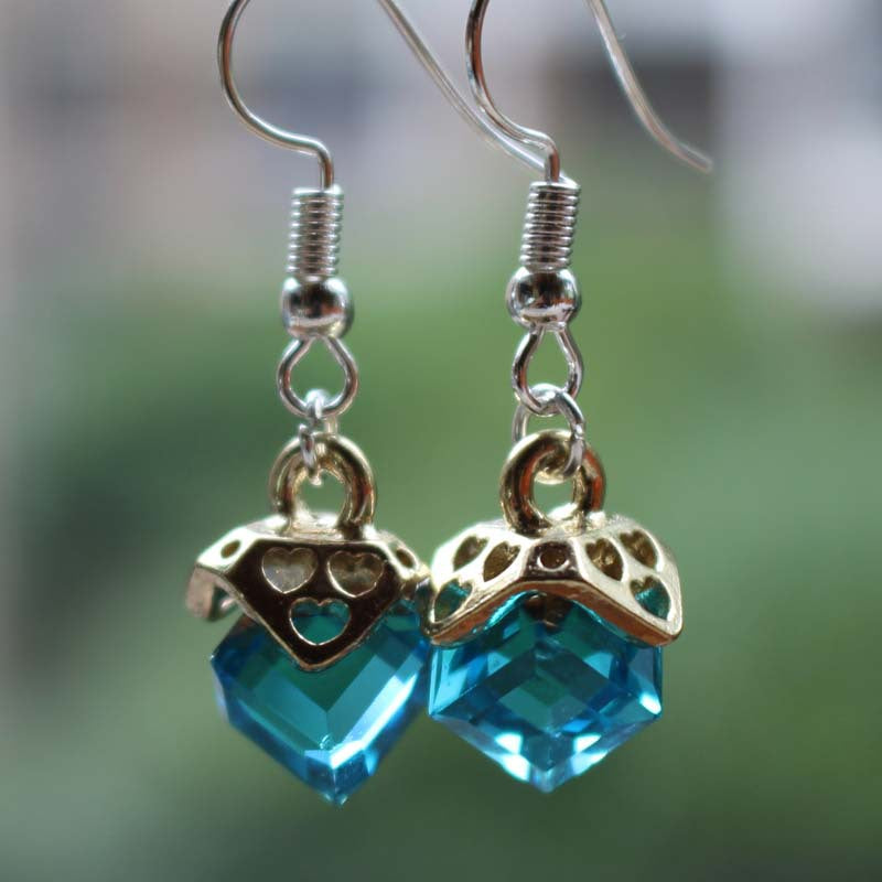 Rhinestone drop earrings 3-color high transparent crystal glass gift direct supply w