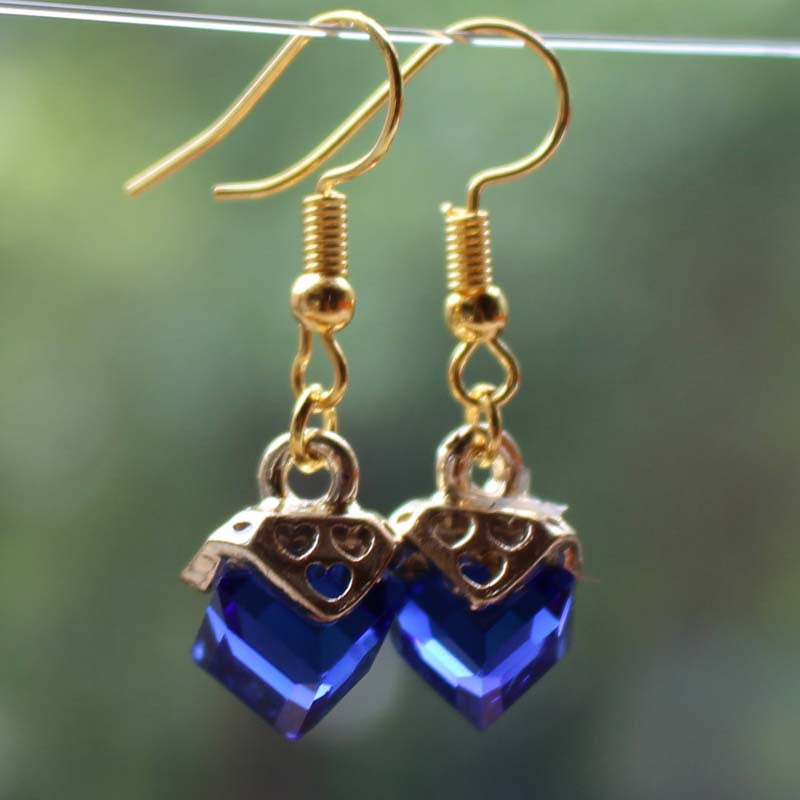 Rhinestone drop earrings 3-color high transparent crystal glass gift direct supply w