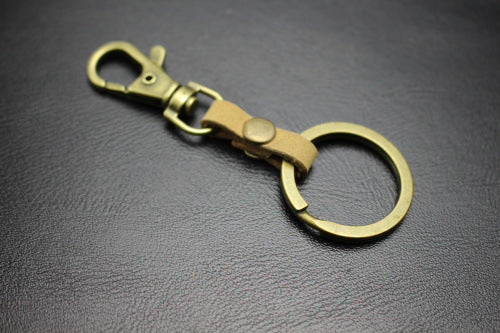 Top layer cowhide key chain key ring dog buckle 4 colors genuine leather bag pendant accessories ancient bronze color