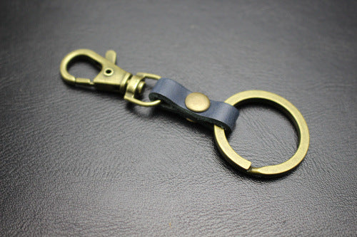 Top layer cowhide key chain key ring dog buckle 4 colors genuine leather bag pendant accessories ancient bronze color