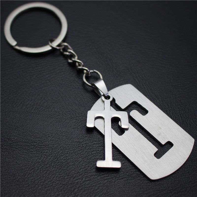 Stall 26 letters stainless steel tag car key chain key ring couple small gift pendant