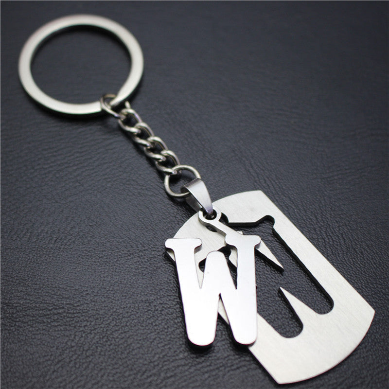 Stall 26 letters stainless steel tag car key chain key ring couple small gift pendant