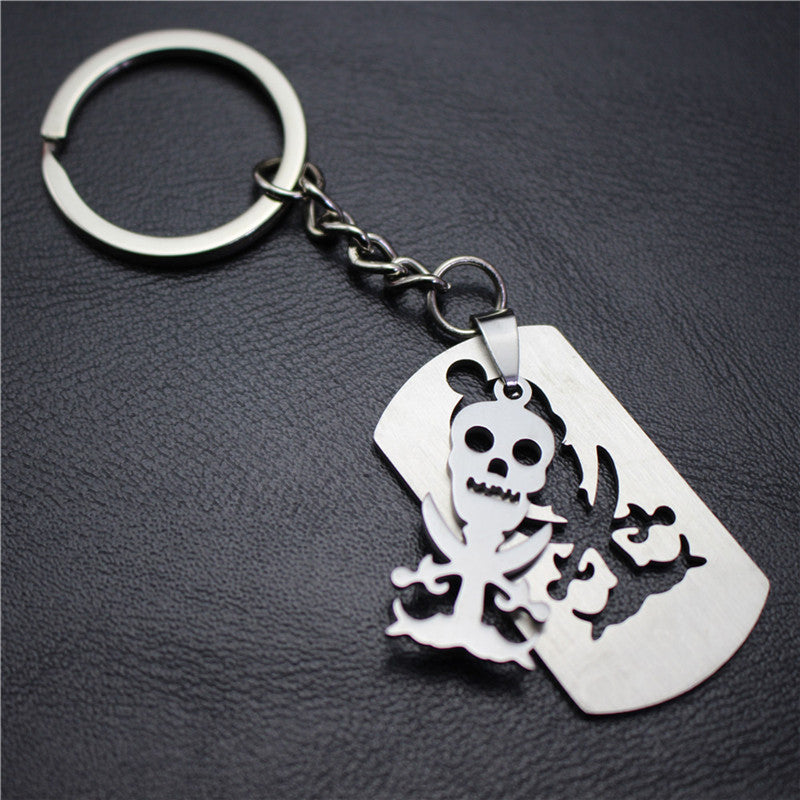 Skull, dollar, rudder, pentagram, leaf, game peripheral, stainless steel key ring, pendant, key chain, direct supply