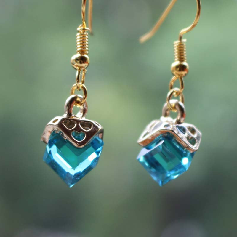 Rhinestone drop earrings 3-color high transparent crystal glass gift direct supply w