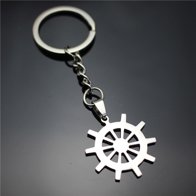 Skull, dollar, rudder, pentagram, leaf, game peripheral, stainless steel key ring, pendant, key chain, direct supply