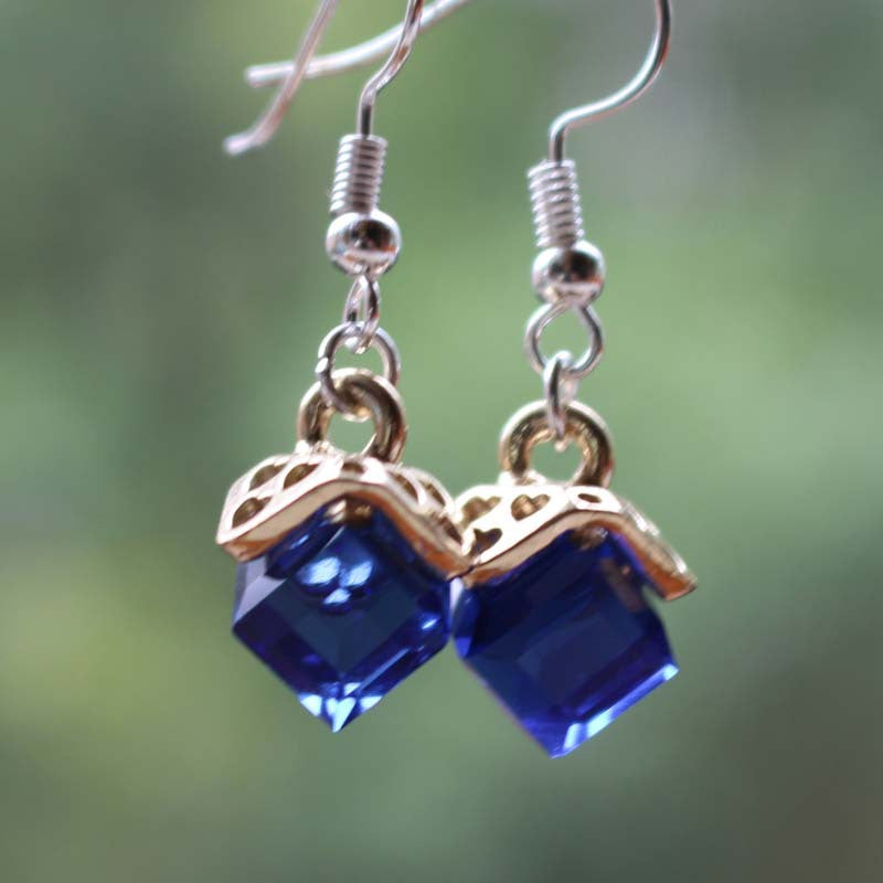 Rhinestone drop earrings 3-color high transparent crystal glass gift direct supply w