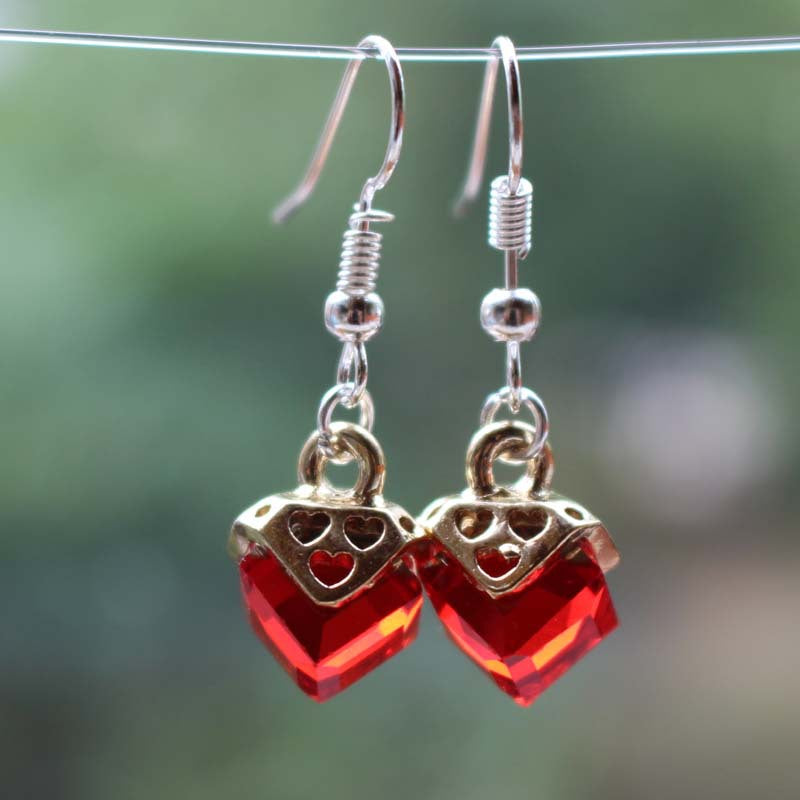 Rhinestone drop earrings 3-color high transparent crystal glass gift direct supply w