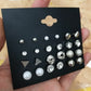 Fashion Jewelry Set Earrings 12 Pairs Square Imitation Zircon Stud Earrings Peach Heart Diamond Earrings
