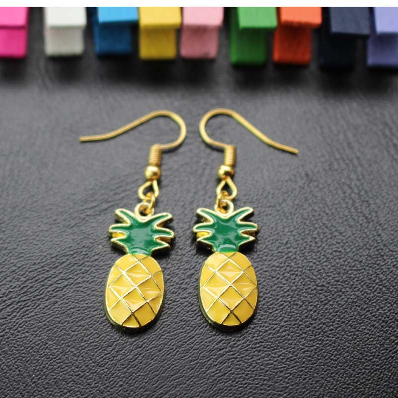 Summary of fruit series earrings drop oil drop diamond strawberry watermelon pineapple banana earrings