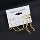 Fashion Jewelry Set Earrings 12 Pairs Square Imitation Zircon Stud Earrings Peach Heart Diamond Earrings
