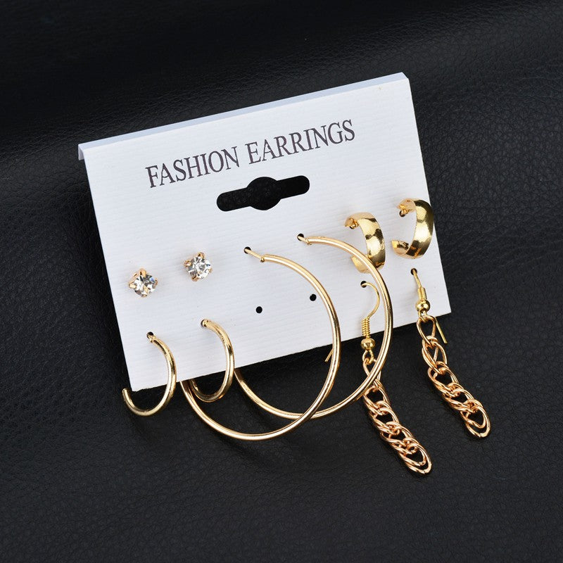 Fashion Jewelry Set Earrings 12 Pairs Square Imitation Zircon Stud Earrings Peach Heart Diamond Earrings