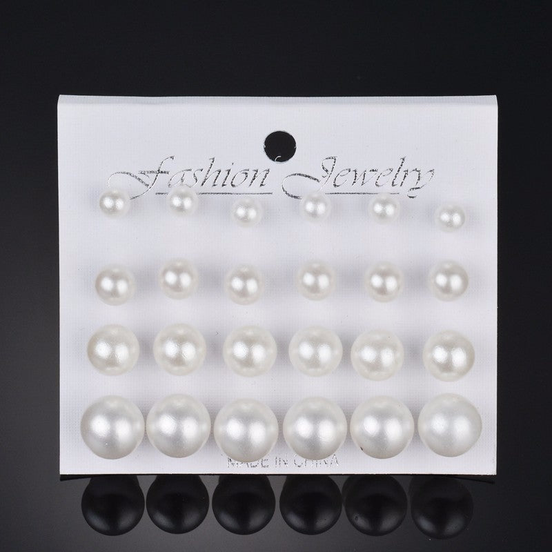 Fashion Jewelry Set Earrings 12 Pairs Square Imitation Zircon Stud Earrings Peach Heart Diamond Earrings