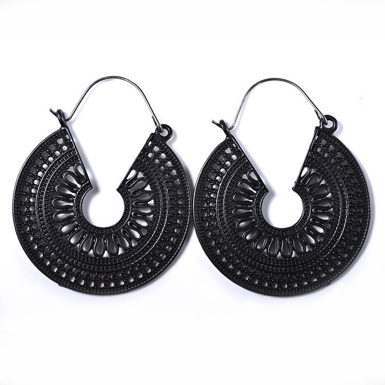 Middle Eastern Bohemian Vintage Openwork Metal Earrings Dubai Jewelry