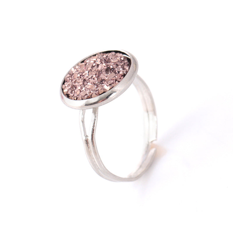 Fashion personality crystal cluster ring simple creative open ring jewelry