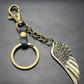 High-quality brushed retro alloy angel wings pendant leather key chain clothing accessories car key ring