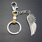 High-quality brushed retro alloy angel wings pendant leather key chain clothing accessories car key ring