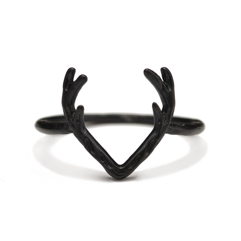 ins Christmas elk antler ring female copper material animal ring jewelry