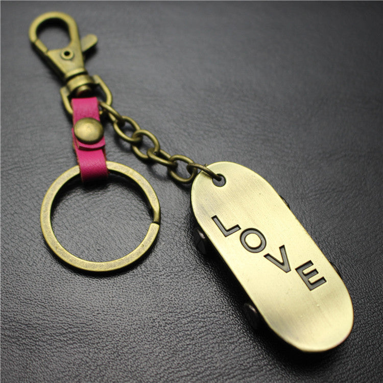 Alloy Brushed Surface Scooter Keychain Retro Key Ring Jewelry Bag Pendant