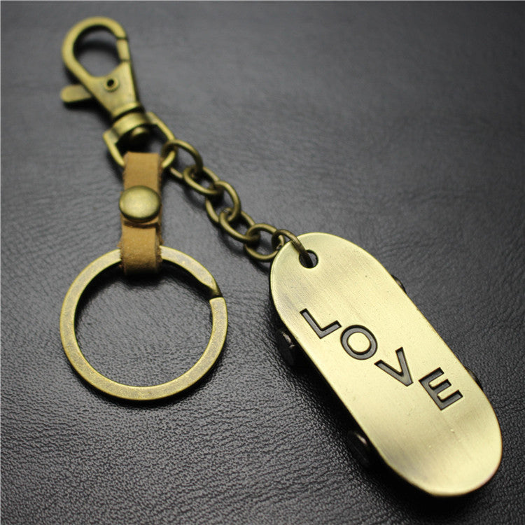 Alloy Brushed Surface Scooter Keychain Retro Key Ring Jewelry Bag Pendant