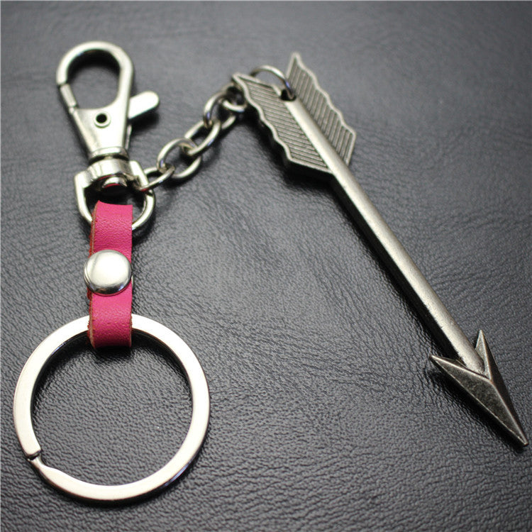 Large Arrow Alloy Pendant Leather Keychain Retro Key Ring Pendant Korean Wave Jewelry