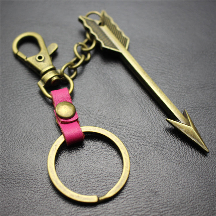 Large Arrow Alloy Pendant Leather Keychain Retro Key Ring Pendant Korean Wave Jewelry