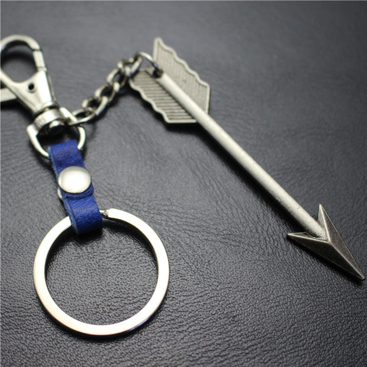 Large Arrow Alloy Pendant Leather Keychain Retro Key Ring Pendant Korean Wave Jewelry