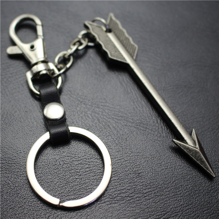 Large Arrow Alloy Pendant Leather Keychain Retro Key Ring Pendant Korean Wave Jewelry