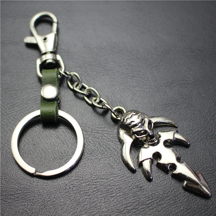 Reaper Skull Alloy Pendant Leather Keychain Retro Key Ring Pendant Jewelry
