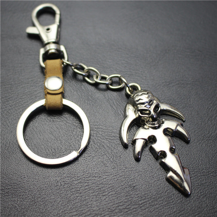 Reaper Skull Alloy Pendant Leather Keychain Retro Key Ring Pendant Jewelry