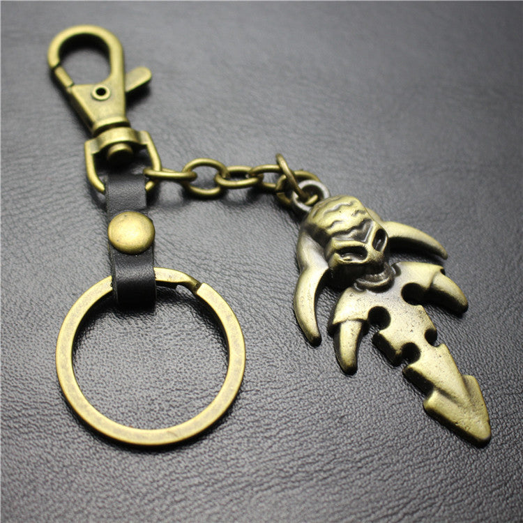 Reaper Skull Alloy Pendant Leather Keychain Retro Key Ring Pendant Jewelry