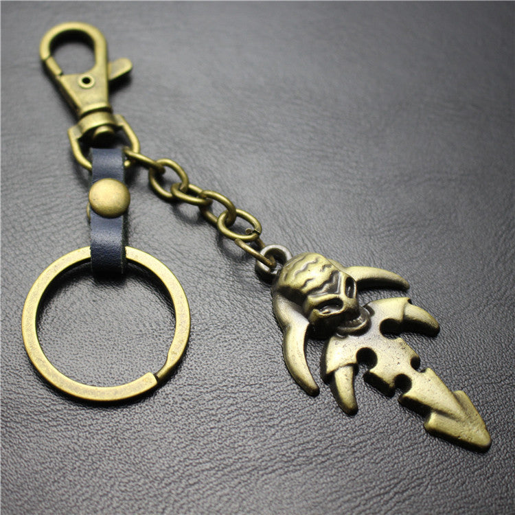 Reaper Skull Alloy Pendant Leather Keychain Retro Key Ring Pendant Jewelry