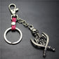 Double Sword Reaper Skull Alloy Pendant Leather Keychain Retro Key Ring Pendant Gift