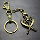 Double Sword Reaper Skull Alloy Pendant Leather Keychain Retro Key Ring Pendant Gift
