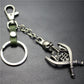 Double Sword Reaper Skull Alloy Pendant Leather Keychain Retro Key Ring Pendant Gift