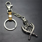 Double Sword Reaper Skull Alloy Pendant Leather Keychain Retro Key Ring Pendant Gift