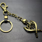 Double Sword Reaper Skull Alloy Pendant Leather Keychain Retro Key Ring Pendant Gift