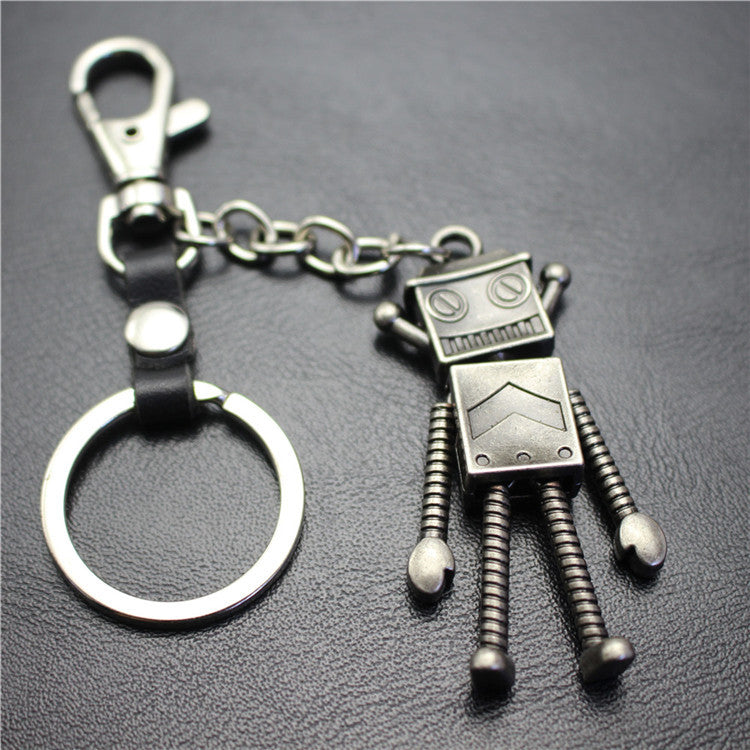 Robot Robot Alloy Pendant Keychain Ancient Silver Key Ring Jewelry Accessories Bag Pendant