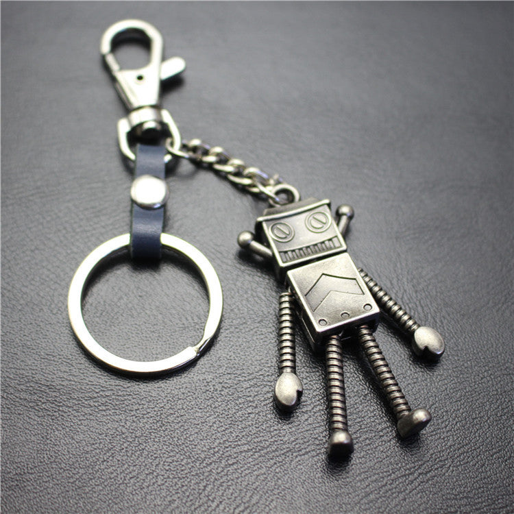 Robot Robot Alloy Pendant Keychain Ancient Silver Key Ring Jewelry Accessories Bag Pendant