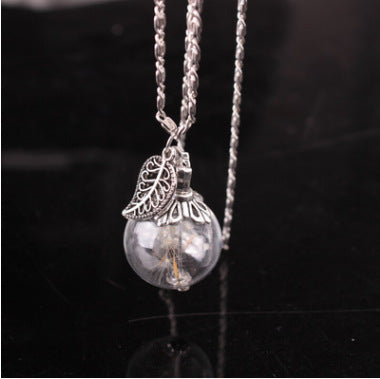 Creative Wish Dandelion Seed Glass Ball Pendant Necklace Fashion Handmade Jewelry