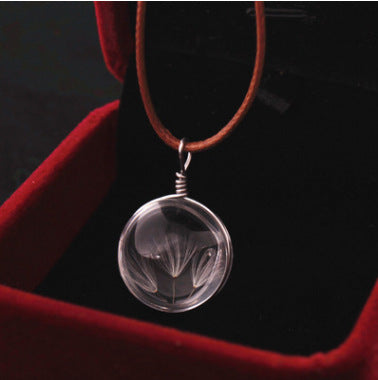 Creative Wish Dandelion Seed Glass Ball Pendant Necklace Fashion Handmade Jewelry