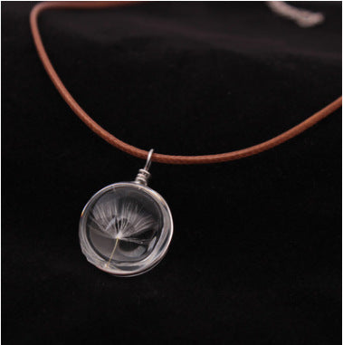 Creative Wish Dandelion Seed Glass Ball Pendant Necklace Fashion Handmade Jewelry