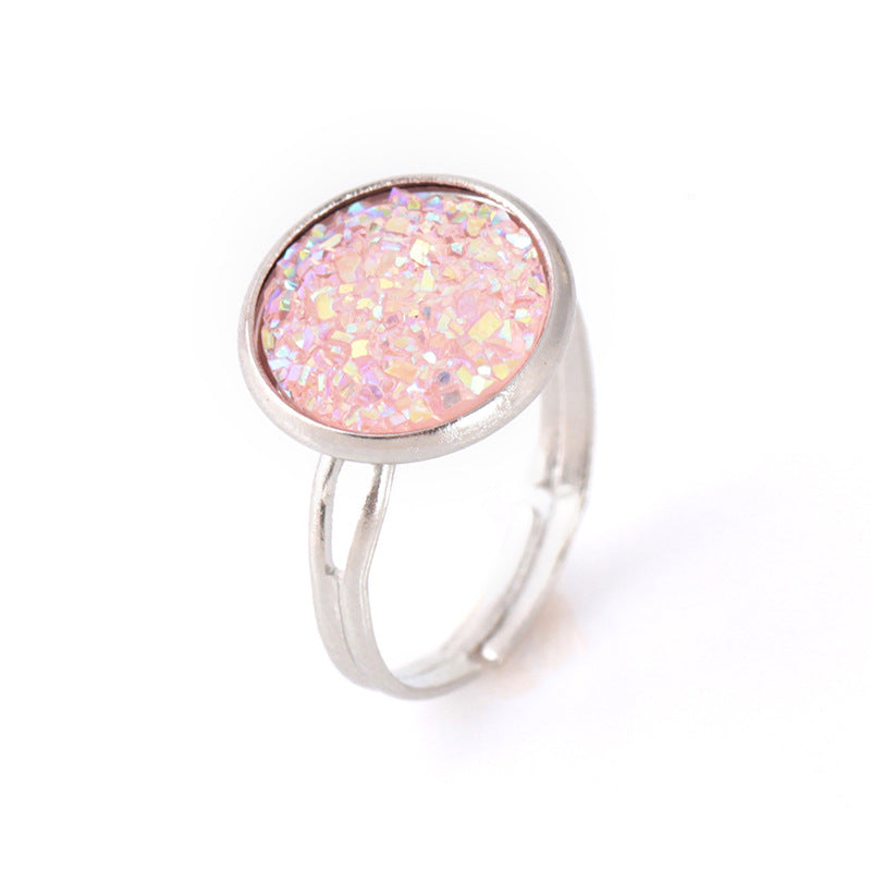 Fashion personality crystal cluster ring simple creative open ring jewelry