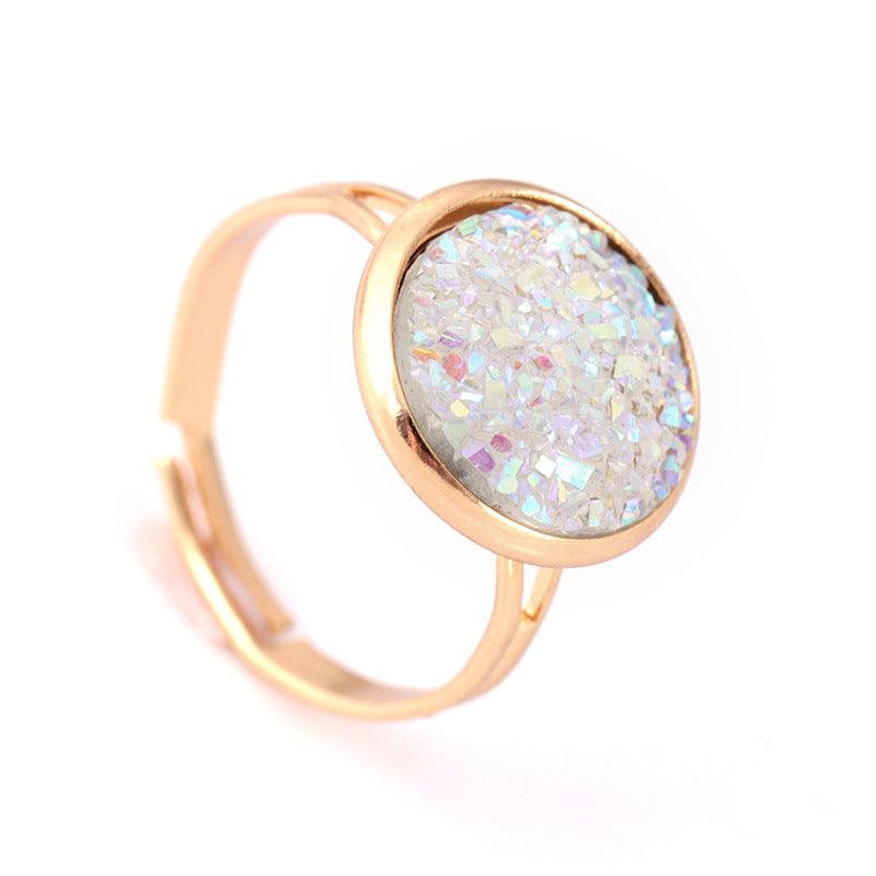 Fashion personality crystal cluster ring simple creative open ring jewelry