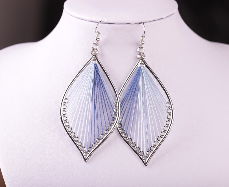 Fashion and popular silk thread earrings handmade oval exaggerated earrings jewelry