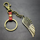 High-quality brushed retro alloy angel wings pendant leather key chain clothing accessories car key ring