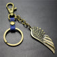 High-quality brushed retro alloy angel wings pendant leather key chain clothing accessories car key ring